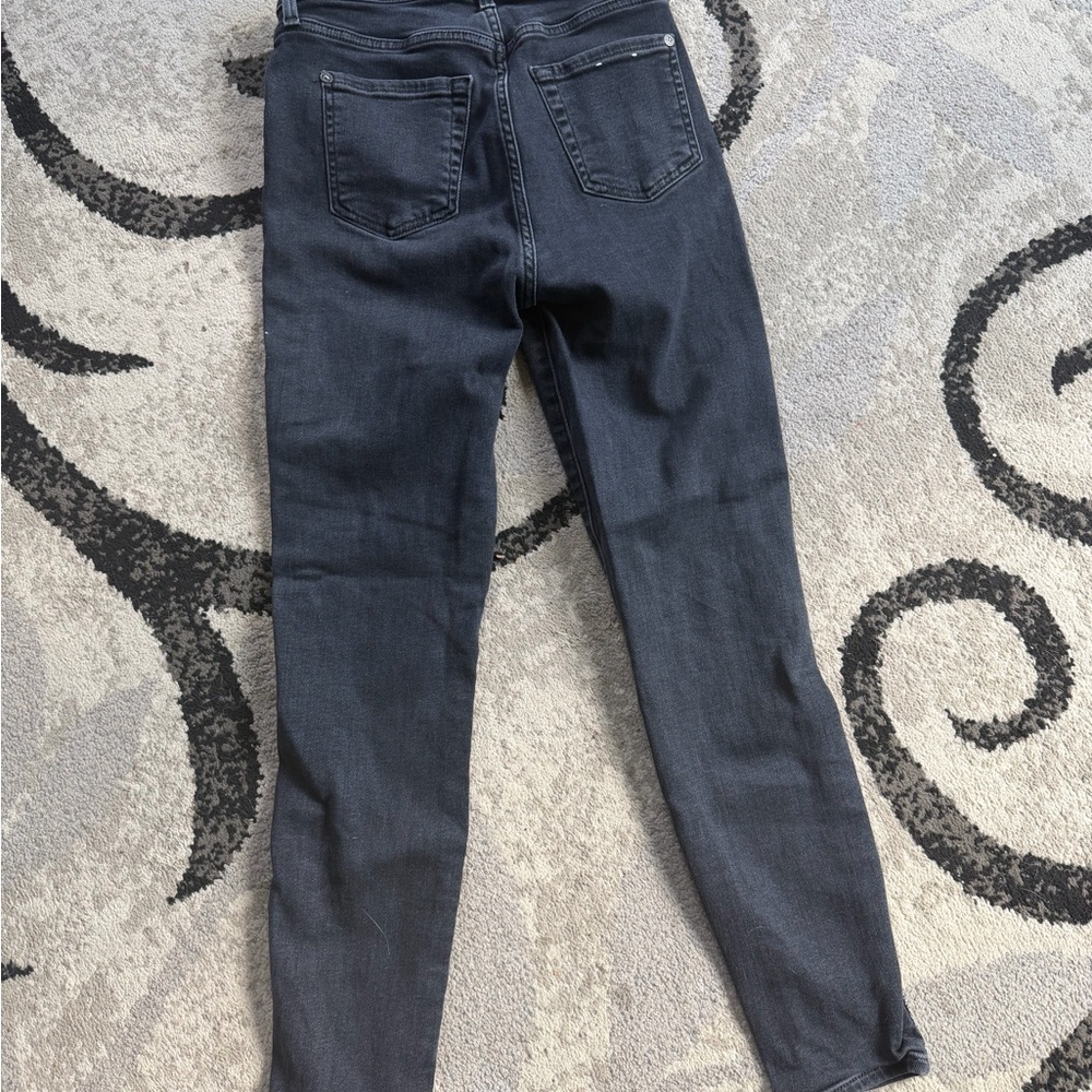 7 for all mankind black jeans stretchy stripe the high waist ankle jeans - Picture 6 of 7